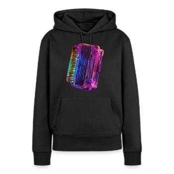 Accordéon - Sweat à capuche Premium bio Femme - noir - Devant - Julia (174cm)