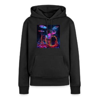 Percussion - Sweat à capuche Premium bio Femme - noir - Devant - Julia (174cm)