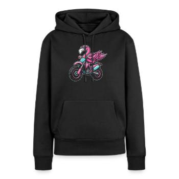 Flamingo Dirt Bike Flamingo Motocross Flamingo - Sweat à capuche Premium bio Femme - noir - Devant - Julia (174cm)