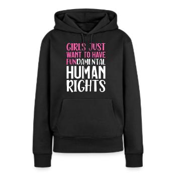 Féministes libérales Filles Humain fondamental - Sweat à capuche Premium bio Femme - noir - Devant - Julia (174cm)