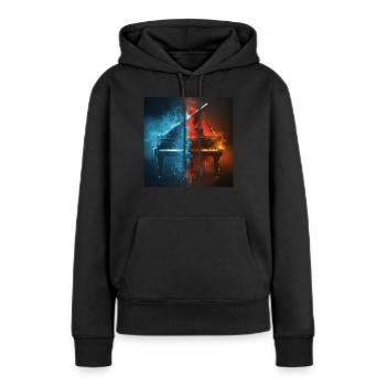 Klavier - Frauen Premium Bio Hoodie - Schwarz - Vorne - Julia (174cm)