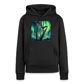 Harfe - Frauen Premium Bio Hoodie - Schwarz - Vorne - Julia (174cm)