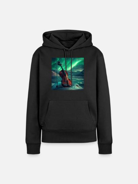 Violine - Frauen Premium Bio Hoodie - Schwarz