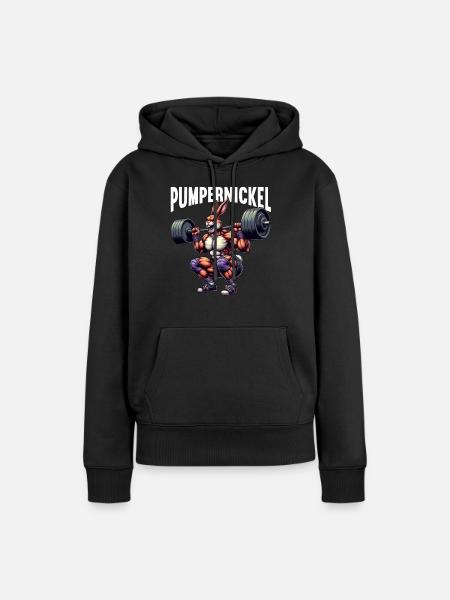 Pumpernickel-Kaninchen Fitnesstrainer Bodybuilder - Frauen Premium Bio Hoodie - Schwarz