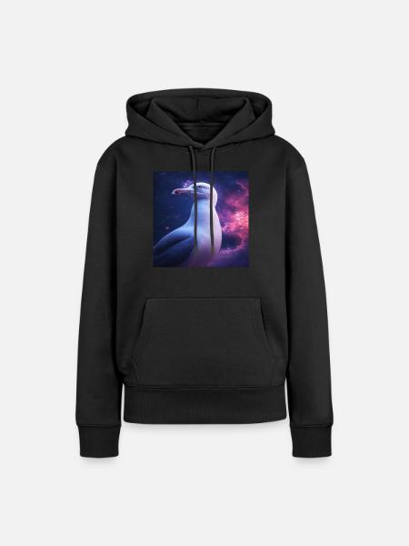 Möwe - Frauen Premium Bio Hoodie - Schwarz