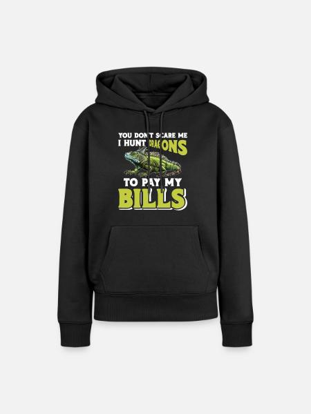 Iguana lustiger Spruch - Frauen Premium Bio Hoodie - Schwarz