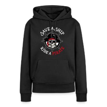 Sauvez une promenade en bateau Un pirate Aargh Capitaine de navire - Sweat à capuche Premium bio Femme - noir - Devant - Julia (174cm)
