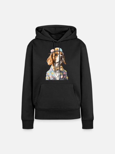 Beagle - Frauen Premium Bio Hoodie - Schwarz