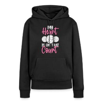 Mein Herz Ist Auf Diesem Platz Volleyball Lustige Beule - Frauen Premium Bio Hoodie - Schwarz - Vorne - Julia (174cm)