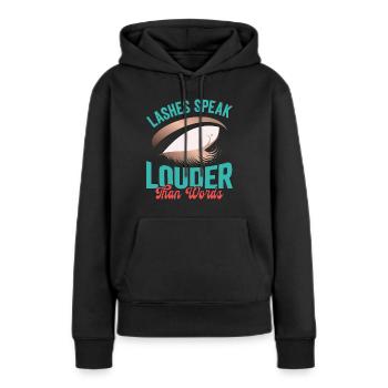 Technologie des cils - Sweat à capuche Premium bio Femme - noir - Devant - Julia (174cm)