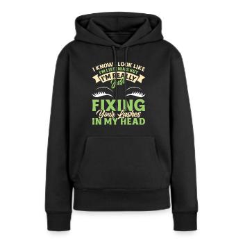 Technologie des cils - Sweat à capuche Premium bio Femme - noir - Devant - Julia (174cm)
