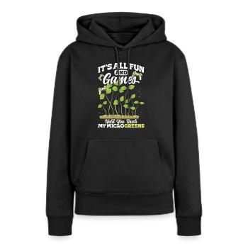 Micro-pousses Micro-pousses - Sweat à capuche Premium bio Femme - noir - Devant - Julia (174cm)