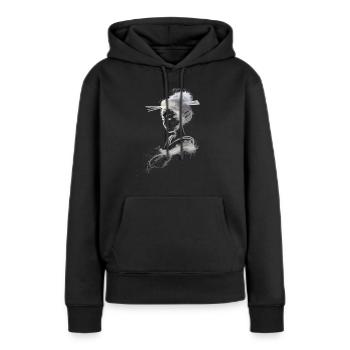Poussière blanche Geisha - Sweat à capuche Premium bio Femme - noir - Devant - Julia (174cm)