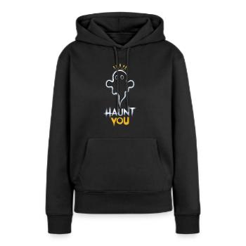 Un fantôme avec une couronne vous hante - Sweat à capuche Premium bio Femme - noir - Devant - Julia (174cm)