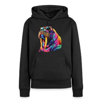 Walross - Frauen Premium Bio Hoodie - Schwarz - Vorne - Julia (174cm)