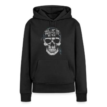 Piratensegel erobern Souveränität Wiederholung - Frauen Premium Bio Hoodie - Schwarz - Vorne - Julia (174cm)
