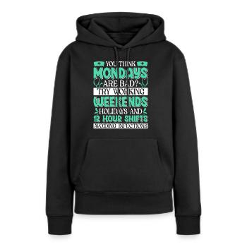 Contrôle des infections chez les soignants - Sweat à capuche Premium bio Femme - noir - Devant - Julia (174cm)