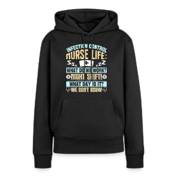 Contrôle des infections chez les soignants - Sweat à capuche Premium bio Femme - noir - Devant - Julia (174cm)