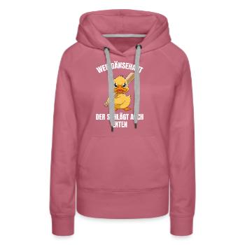 Faschings Party WER GÄNSEHAUT SCHLÄGT AUCH ENTEN - Frauen Premium Bio Hoodie - Malve - Vorne - Isabella (175cm)