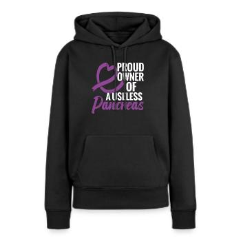 Fier propriétaire d’un inutile - Sweat à capuche Premium bio Femme - noir - Devant - Julia (174cm)
