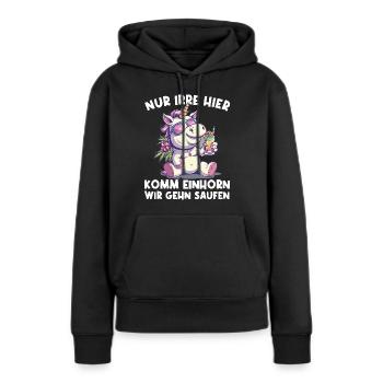 Cocktail rafraîchissant Licorne Dicton - Sweat à capuche Premium bio Femme - noir - Devant - Julia (174cm)