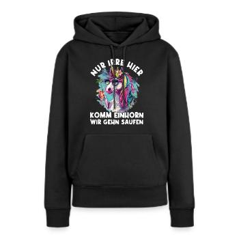 Cocktail rafraîchissant Licorne Dicton - Sweat à capuche Premium bio Femme - noir - Devant - Julia (174cm)