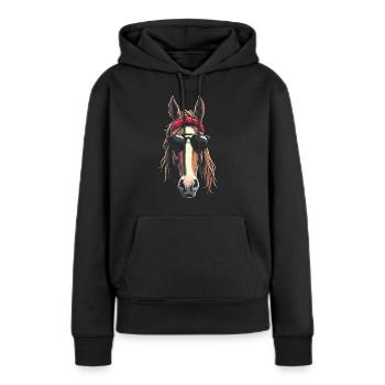 Amateur de chevaux Fier propriétaire d’un Gentle Haflinger - Sweat à capuche Premium bio Femme - noir - Devant - Julia (174cm)