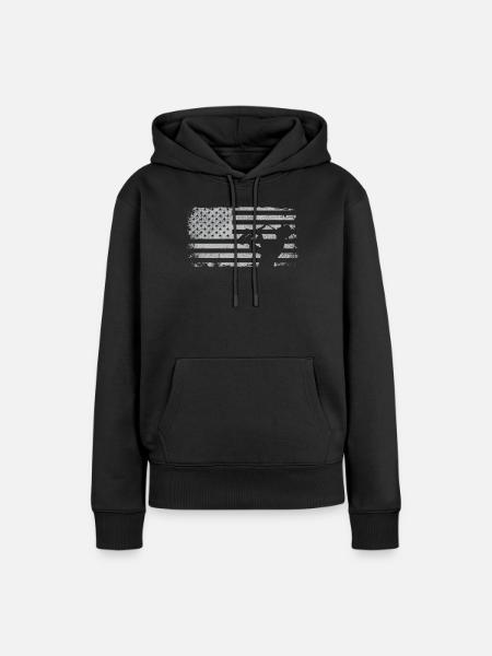 Saxophone American Flag - Frauen Premium Bio Hoodie - Schwarz