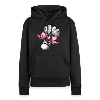 Coquette noeud Badminton Volant Ruban Rose Maman - Sweat à capuche Premium bio Femme - noir - Devant - Julia (174cm)