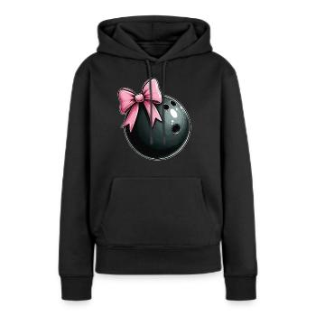 Coquette bowling bowling équipe Ruban rose - Sweat à capuche Premium bio Femme - noir - Devant - Julia (174cm)
