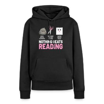 Rien ne vaut la lecture Rock Paper Scissors Drôle - Sweat à capuche Premium bio Femme - noir - Devant - Julia (174cm)