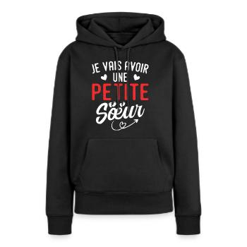 Ich werde eine kleine Schwester haben - Frauen Premium Bio Hoodie - Schwarz - Vorne - Julia (174cm)