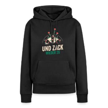 Dart Und Zack wieder 26 Darts - Frauen Premium Bio Hoodie - Schwarz - Vorne - Julia (174cm)
