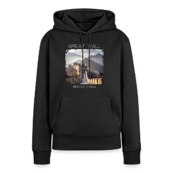 Große Mauer - Frauen Premium Bio Hoodie - Schwarz - Vorne - Julia (174cm)