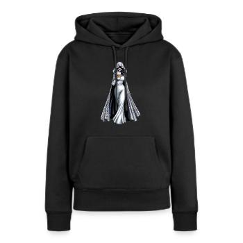 Femme fantomatique avec inspiration café - Sweat à capuche Premium bio Femme - noir - Devant - Julia (174cm)