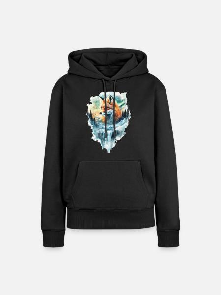 Fuchs - Frauen Premium Bio Hoodie - Schwarz