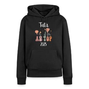 Tata 2025 an der Spitze der Blumen Schwangerschaftsankündigung - Frauen Premium Bio Hoodie - Schwarz - Vorne - Julia (174cm)