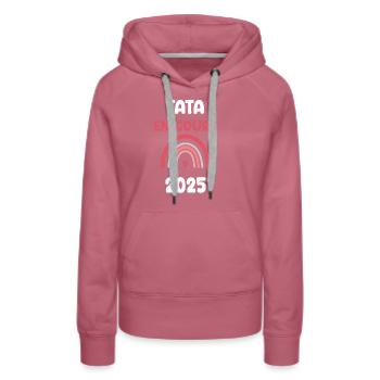 2025 Tata Schwangerschaft Ankündigung - Frauen Premium Bio Hoodie - Malve - Vorne - Isabella (175cm)