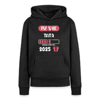 future 2025 tata annonce grossesse - Sweat à capuche Premium bio Femme - noir - Devant - Julia (174cm)