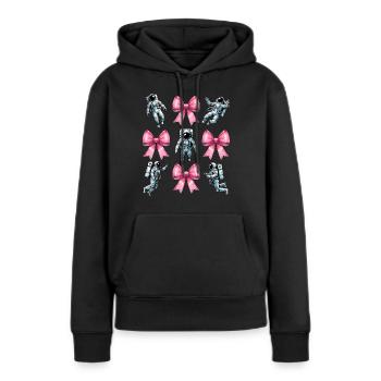 Coquette noeud astronaute espace ruban rose maman - Sweat à capuche Premium bio Femme - noir - Devant - Julia (174cm)
