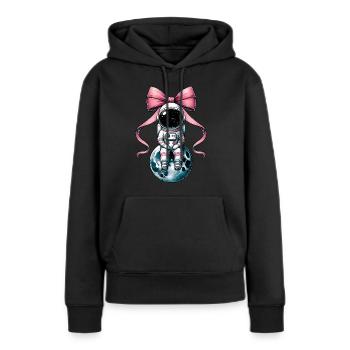 Coquette noeud astronaute espace ruban rose maman - Sweat à capuche Premium bio Femme - noir - Devant - Julia (174cm)