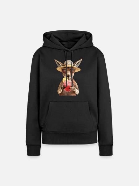 Känguru - Frauen Premium Bio Hoodie - Schwarz