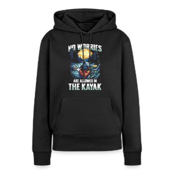 Keine Sorgen Erlaubt Im Kajak: Entdecke Die - Frauen Premium Bio Hoodie - Schwarz - Vorne - Julia (174cm)