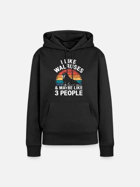 Walross - Frauen Premium Bio Hoodie - Schwarz