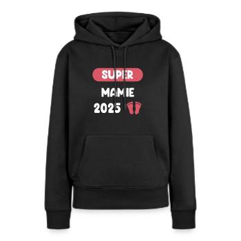 super 2025 mamie annonce grossesse - Sweat à capuche Premium bio Femme - noir - Devant - Julia (174cm)