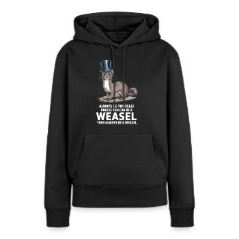 Wiesel - Frauen Premium Bio Hoodie - Schwarz - Vorne - Julia (174cm)
