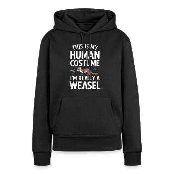 Wiesel - Frauen Premium Bio Hoodie - Schwarz - Vorne - Julia (174cm)