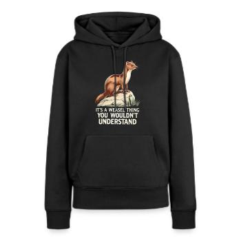 Wiesel - Frauen Premium Bio Hoodie - Schwarz - Vorne - Julia (174cm)