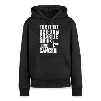 Drôle de cancer du poumon ruban blanc poumon poumon LUng - Sweat à capuche Premium bio Femme - noir - Devant - Julia (174cm)