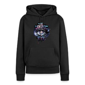L’Oeil Cosmique Street Art Vision Cosmique - Sweat à capuche Premium bio Femme - noir - Devant - Julia (174cm)